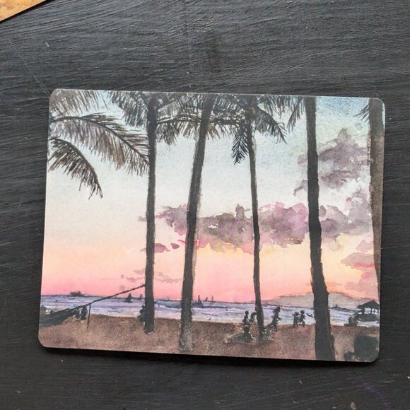 Set of 3 Beach Themed Post cards - Handmade - Oahu Hawaii Ocean Art - Picture 3 of 5